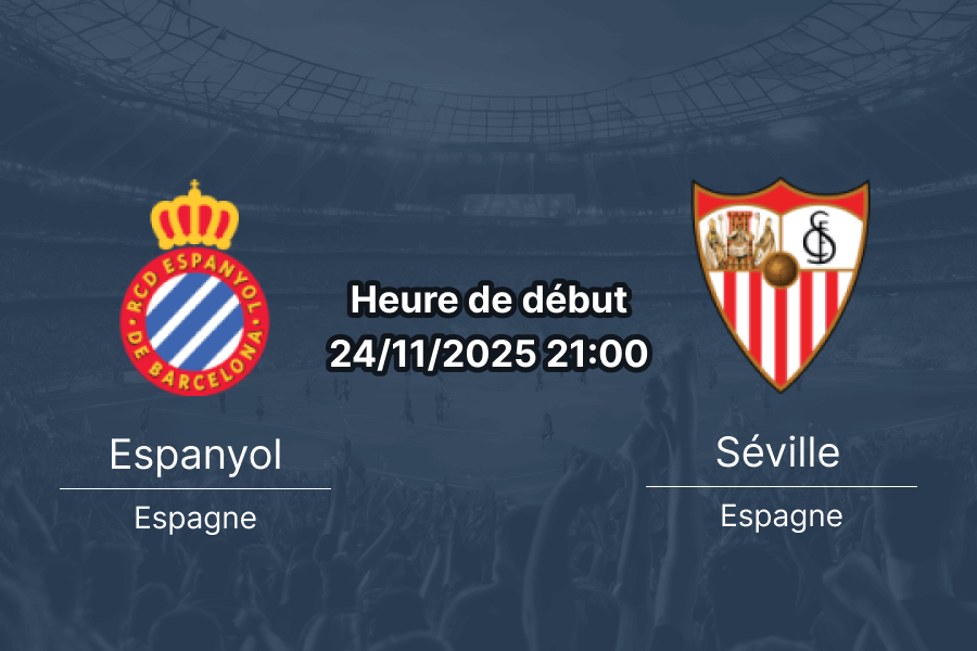 Affiche du match Espanyol contre Séville au RCDE Stadium